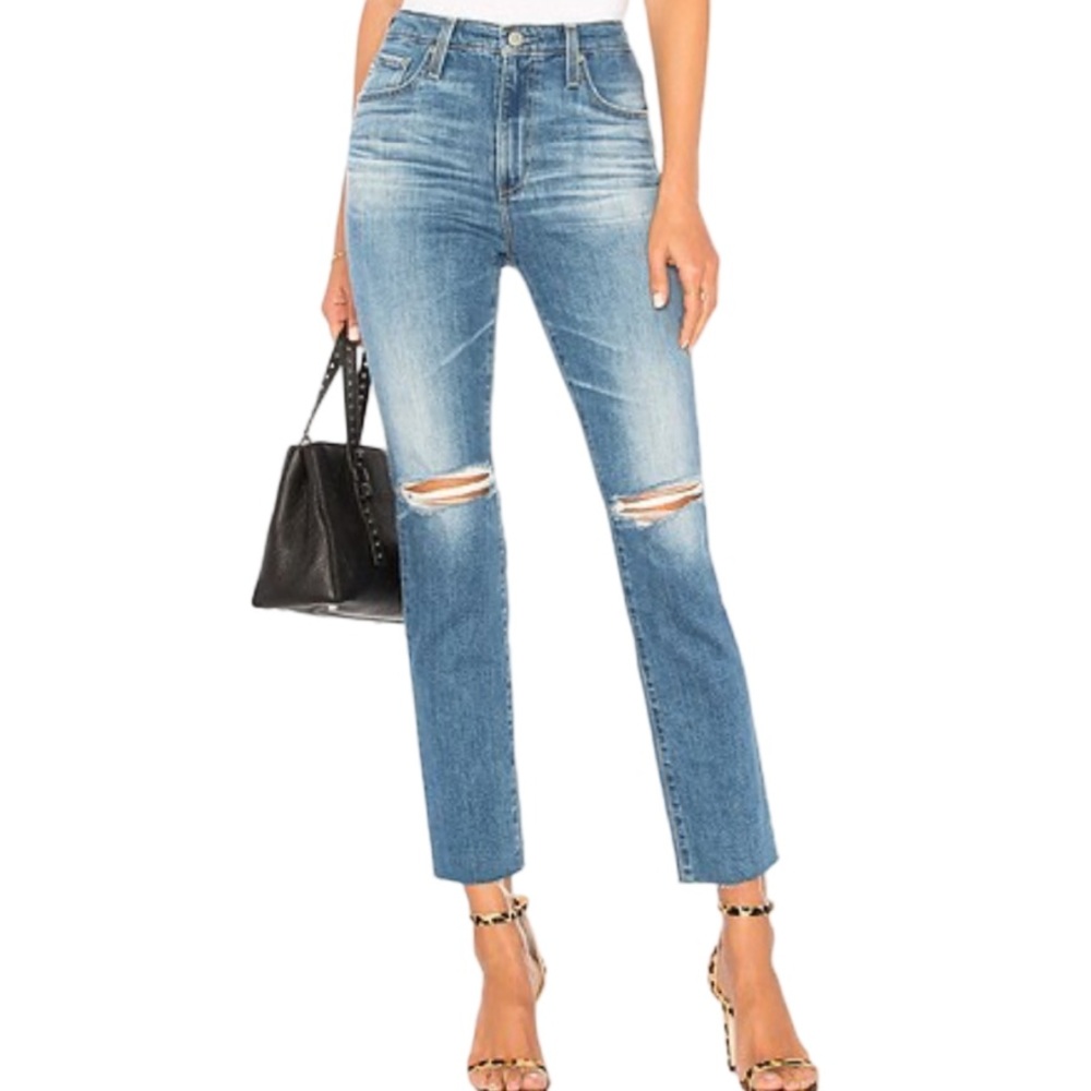 AG Adriano Goldschmied Isabelle Cropped Jean in 13 years Saltwater